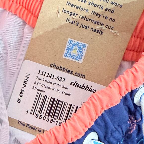 Chubbies The Triton of the Seas 5.5" Classic Swim Trunk, Men's Size M - Picture 7 of 7